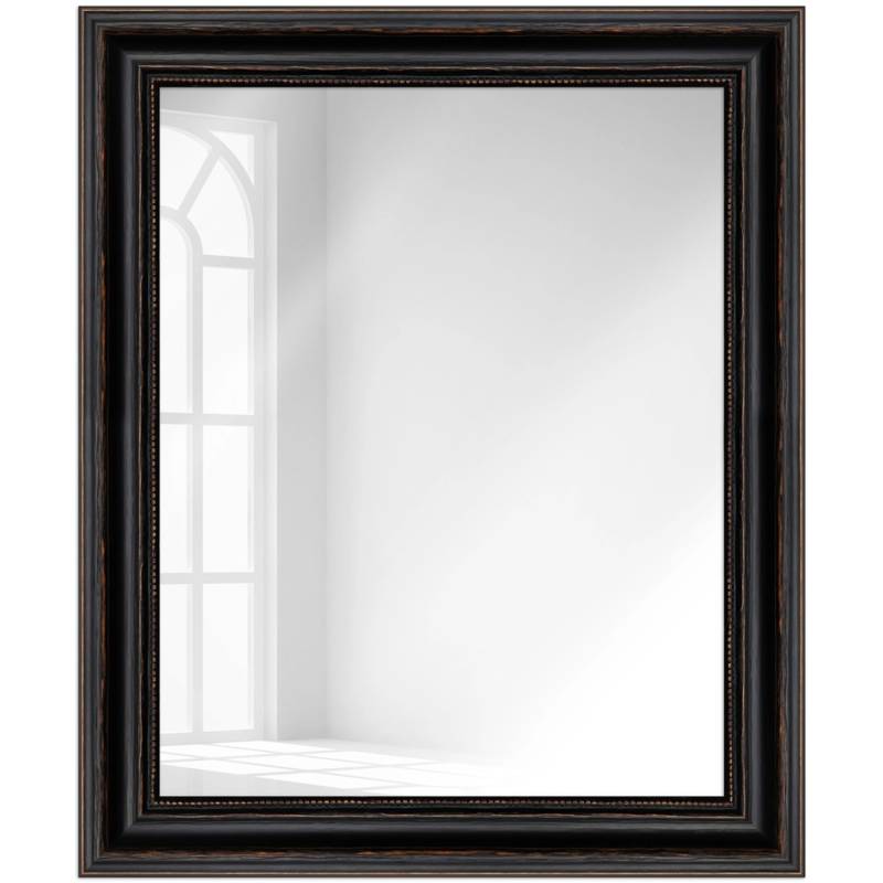 WANDStyle Wandspiegel H550 aus Massivholz in Schwarz 50 x 60 cm im Stil Antik von WANDStyle