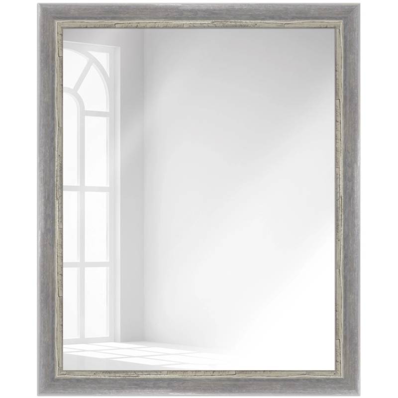 WANDStyle Wandspiegel H640 aus Massivholz in Grau 66 x 86 cm im Stil Shabby-Chic von WANDStyle