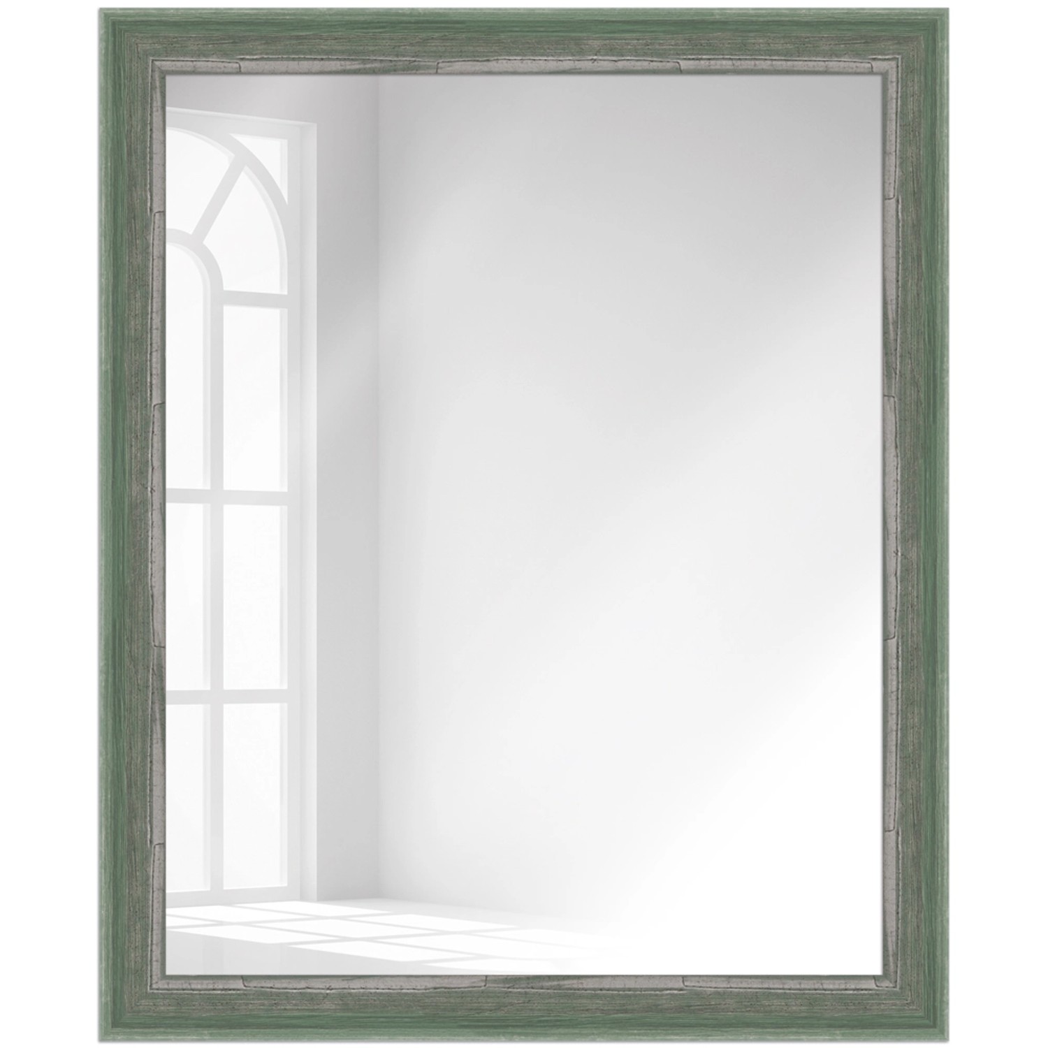 WANDStyle Wandspiegel H640 aus Massivholz in Grün 76 x 106 cm im Stil Shabby-Chic von WANDStyle