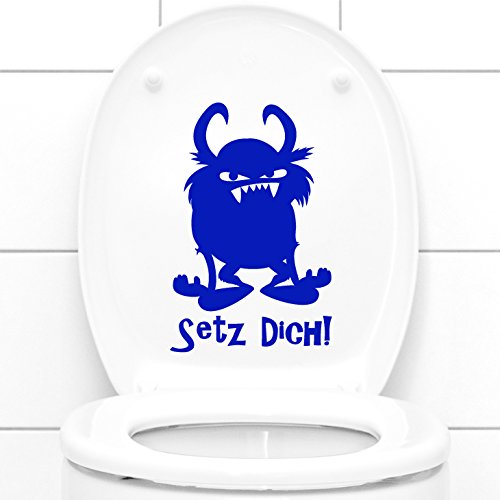 WANDTATTOO-GÜNSTIG-FFO Wandora WC Deckelaufkleber Setz Dich! + Monster I Hellrosa (BxH) 13 x 20 cm I Badezimmer Bad Toilette Wandaufkleber Wandsticker Sticker Aufkleber G122 von WANDTATTOO-GÜNSTIG-FFO