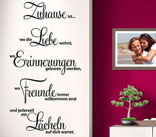 Wandtattoo-Günstig G001 Zitat Zuhause ist wo die Liebe wohnt ... Familie Liebe Wandaufkleber Wandsticker schwarz (BxH) 58 x 107 cm von WANDTATTOO-GÜNSTIG-FFO