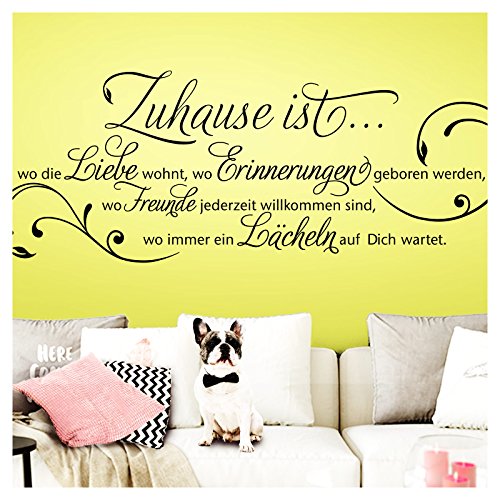 Wandora Wandtattoo Spruch Zuhause ist I dunkelrot (BxH) 120 x 42 cm I Familie Liebe Wohnzimmer Diele Flur Sticker Aufkleber Wandaufkleber Wandsticker G027 von Wandora