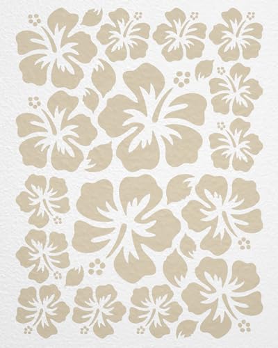 WANDfee Wandtattoo Hibiskus Blumen Hibiskusblüten FARBWUNSCH beige Wandsticker Wandaufkleber Fliesenaufkleber von WANDfee