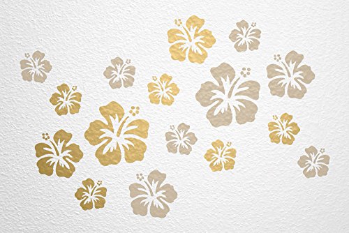 WANDfee Wandtattoo Hibiskus Blumen Hibiskusblüten FARBWUNSCH Wandaufkleber Fliesenaufkleber beige gold von WANDfee