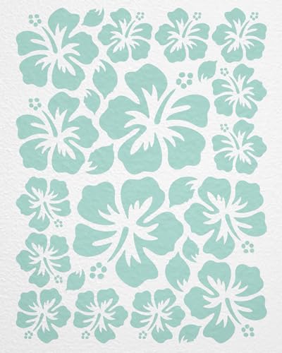 WANDfee Wandtattoo Hibiskus Blumen Hibiskusblüten FARBWUNSCH mint Wandsticker Wandaufkleber Fliesenaufkleber von WANDfee