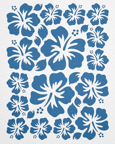 WANDfee Wandtattoo Hibiskus Blumen Hibiskusblüten FARBWUNSCH blau Wandsticker Wandaufkleber Fliesenaufkleber von WANDfee