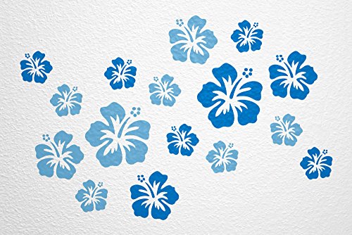 WANDfee Wandtattoo Hibiskus Blumen Hibiskusblüten FARBWUNSCH Wandaufkleber Fliesenaufkleber blau hellblau von WANDfee