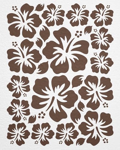 WANDfee Wandtattoo Hibiskus Blumen Hibiskusblüten FARBWUNSCH braun Wandsticker Wandaufkleber Fliesenaufkleber von WANDfee