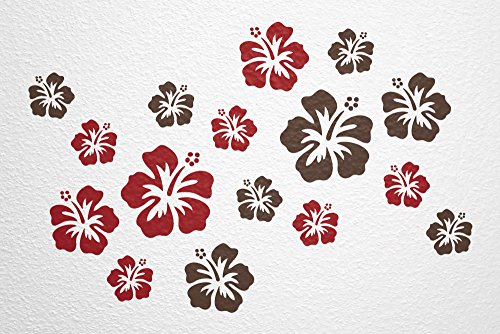 WANDfee Wandtattoo Hibiskus Blumen Hibiskusblüten FARBWUNSCH Wandaufkleber Fliesenaufkleber dunkelbraun dunkelrot von WANDfee
