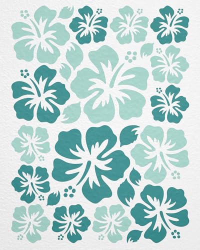 WANDfee Wandtattoo Hibiskus Blumen Hibiskusblüten FARBWUNSCH mint türkis Wandsticker Wandaufkleber Fliesenaufkleber von WANDfee