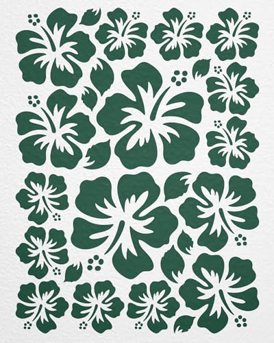 WANDfee Wandtattoo Hibiskus Blumen Hibiskusblüten FARBWUNSCH dunkelgrün Wandsticker Wandaufkleber Fliesenaufkleber von WANDfee