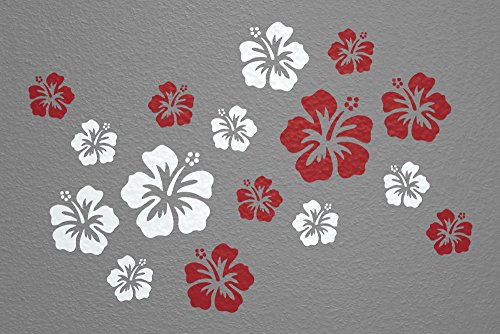 WANDfee Wandtattoo Hibiskus Blumen Hibiskusblüten FARBWUNSCH Wandaufkleber Fliesenaufkleber dunkelrot weiss von WANDfee