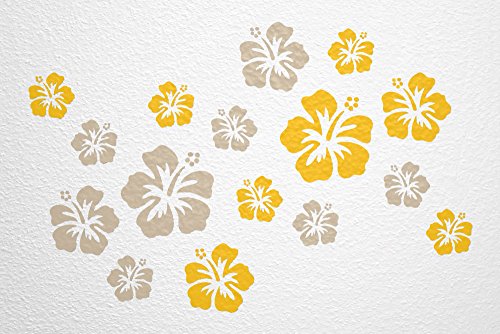 WANDfee Wandtattoo Hibiskus Blumen Hibiskusblüten FARBWUNSCH Wandaufkleber Fliesenaufkleber gelb beige von WANDfee
