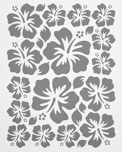 WANDfee Wandtattoo Hibiskus Blumen Hibiskusblüten FARBWUNSCH grau Wandsticker Wandaufkleber Fliesenaufkleber von WANDfee