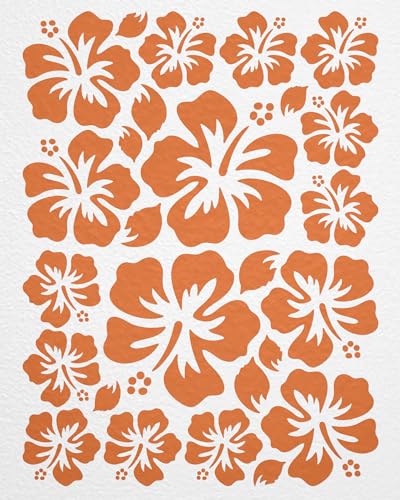 WANDfee Wandtattoo Hibiskus Blumen Hibiskusblüten FARBWUNSCH orange Wandsticker Wandaufkleber Fliesenaufkleber von WANDfee