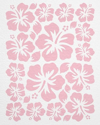 WANDfee Wandtattoo Hibiskus Blumen Hibiskusblüten FARBWUNSCH rosa Wandsticker Wandaufkleber Fliesenaufkleber von WANDfee