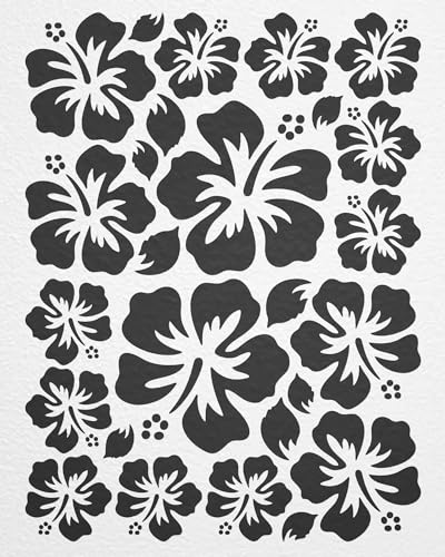 WANDfee Wandtattoo Hibiskus Blumen Hibiskusblüten FARBWUNSCH schwarz Wandsticker Wandaufkleber Fliesenaufkleber von WANDfee