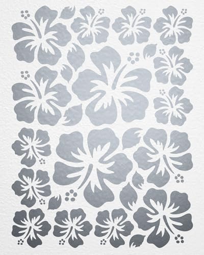 WANDfee Wandtattoo Hibiskus Blumen Hibiskusblüten FARBWUNSCH silber Wandsticker Wandaufkleber Fliesenaufkleber von WANDfee