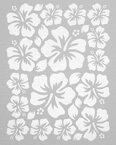 WANDfee Wandtattoo Hibiskus Blumen Hibiskusblüten FARBWUNSCH weiss Wandsticker Wandaufkleber Fliesenaufkleber von WANDfee