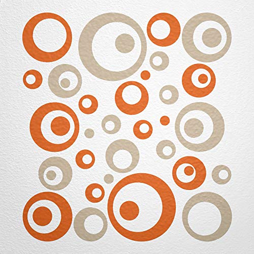 WANDfee Wandtattoo Kreise Punkte 50 Aufkleber FARBWUNSCH Wandaufkleber Kinderzimmer Fliesenaufkleber Badezimmer Küche orange beige von WANDfee