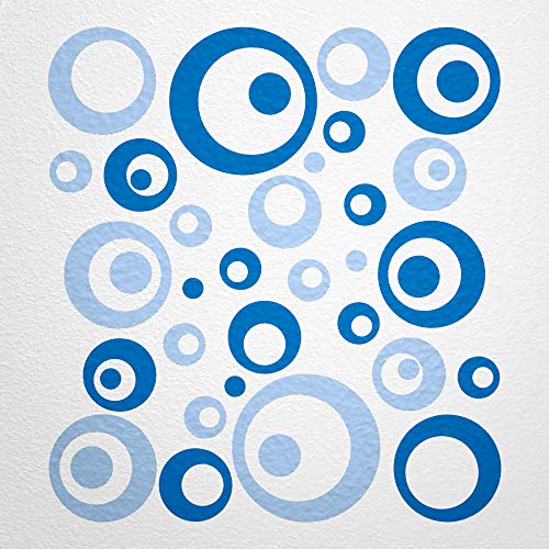WANDfee Wandtattoo Kreise Punkte 50 Aufkleber FARBWUNSCH Wandaufkleber Kinderzimmer Fliesenaufkleber Badezimmer Küche pastellblau blau von WANDfee