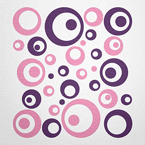 WANDfee Wandtattoo Kreise Punkte 50 Aufkleber FARBWUNSCH Wandaufkleber Kinderzimmer Fliesenaufkleber Badezimmer Küche rosa lila von WANDfee