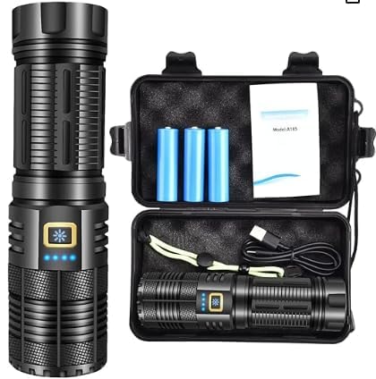 Taschenlampe LED Aufladbar, Taschenlampe LED 500000 Lumen, Led Taschenlampe Extrem Hell Eingebauter 9000mAh Akku, Stufenloser Dimmmodus, Taschenlampe Batteriebetrieben für Outdoor Camping Notfälle Taschenlampe LED Aufladbar, Taschenlampe LED 500000 Lumen, Led Taschenlampe Extrem Hell Eingebauter 9000mAh Akku, Stufenloser Dimmmodus, Taschenlampe Batteriebetrieben für Outdoor Camping Notfälle von WANENK