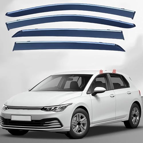 WANGAIDCE Regenabweiser Fenster Visier für VW Golf 8 MK8 2020 2021 2022 2023, Rauch Tür Vent Deflektor Markisen Sonne Regen augenbraue Autofenster Visier von WANGAIDCE