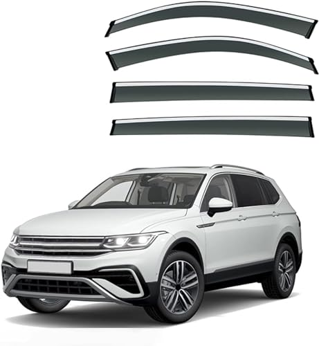 WANGAIDCE Regenabweiser Fenster Visier für VW Tiguan Allspace(7seat) MK2 2017-2020 2021 2022 2023, Rauch Tür Vent Deflektor Markisen Sonne Regen augenbraue Autofenster Visier von WANGAIDCE
