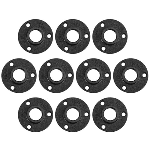 Flansch 10PCS Temperguss Flansch Aluminium Legierung Rohr Armaturen Wand Boden Flansch for Hängen Rack Regale(Noir) von WANGBINGXING