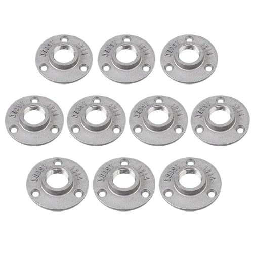 Flansch 10PCS Temperguss Flansch Aluminium Legierung Rohr Armaturen Wand Boden Flansch for Hängen Rack Regale(Silver Grey) von WANGBINGXING