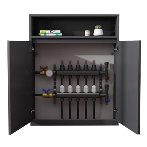 Heizkörper Abdeckung für Heizkörper mit 2 Türen, Heizungsverkleidung aus Holz, Doppellagiger Stauraum, für Zuhause, Büro, Schlafzimmer(Gray,80 * 100 * 20cm/31 * 39 * 8in) von WANGCEPLSD
