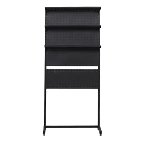 Stecktafel aus Metall, Lochplatte aus Kaltgewalztem Stahl, 4 Stecktafeln Und 3-lagiges Lagerregal, Metallregal, für Büro-Organizer, Garagen-Werkzeugaufbewahrung, Eine Lage Kann 40 Kg Tragen(Black,122x von WANGCEPLSD