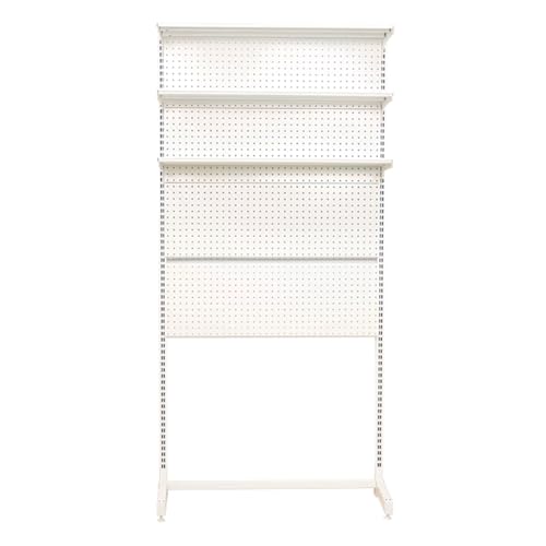 Stecktafel aus Metall, Lochplatte aus Kaltgewalztem Stahl, 4 Stecktafeln Und 3-lagiges Lagerregal, Metallregal, für Büro-Organizer, Garagen-Werkzeugaufbewahrung, Eine Lage Kann 40 Kg Tragen(White,56x1 von WANGCEPLSD
