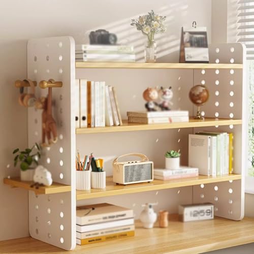 WANGCEPLSD Schreibtisch Regal aus Massivem Kiefernholz, 3-stöckiger Mehrzweck-Tisch Organizer, mit Stecktafel aus Holz, für Das Büro Im Studentenwohnheim, Mehrschichtige Aufbewahrung(60x50x15cm) von WANGCEPLSD
