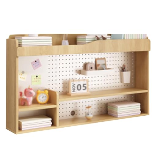 WANGCEPLSD Tischregal Schreibtisch aus Holz, 3-stöckiges Tischregal mit Metall-Stecktafel, Offene Aufbewahrung, für Büro, Wohnheim, Zuhause, Arbeitszimmer(Beige,100cm/39in) von WANGCEPLSD