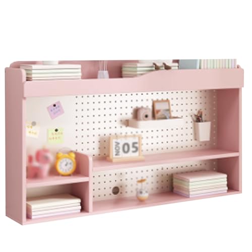 WANGCEPLSD Tischregal Schreibtisch aus Holz, 3-stöckiges Tischregal mit Metall-Stecktafel, Offene Aufbewahrung, für Büro, Wohnheim, Zuhause, Arbeitszimmer(Pink,120cm/47in) von WANGCEPLSD