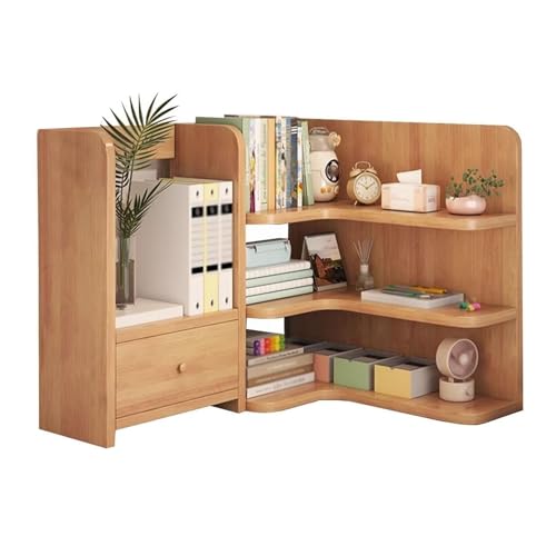 WANGCEPLSD Tischregal aus Holz, 3-stöckiges Eck-Regal Schreibtisch mit 1 Schublade, für Wohnheimbüros zu Hause, Stabil Und Tragfähig(Beige,50x50x30cm) von WANGCEPLSD