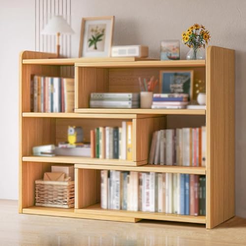 WANGCEPLSD Tischregal aus Holz, 3-stufiger Tisch Organizer, Vertikale Aufbewahrung, Einziehbar, Glatt Und Leicht Zu Reinigen, für Büro, Wohnheim, Zuhause(Yellow,30~50cm/12~20in) von WANGCEPLSD