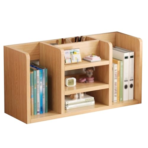 WANGCEPLSD Tischregal aus Holz, Mehrschichtiger Tisch Organizer, Mehrere Ablagefächer, Abgerundete Ecken, für Arbeitszimmer, Büro, Wohnheim, Tischplattenregale(Yellow,60cm/24in) von WANGCEPLSD