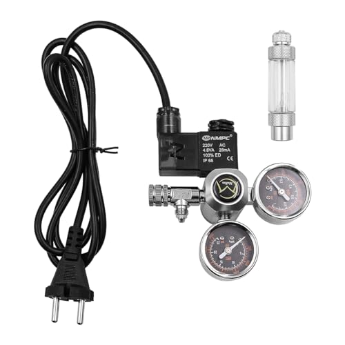 CO2-Regler für Aquarien, Dual-Gauge, CO2-Regler mit Trimmerventilen, Magnetventilen, Blasenzähler – W21.8 von WANGCL