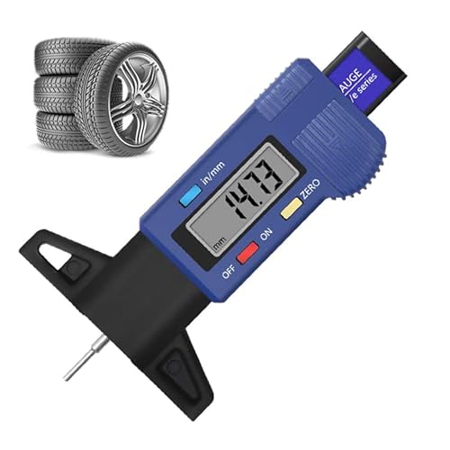Reifenprofilmesser Digitales Reifentiefenmessgerät 0-25,4 mm Reifenprofiltiefenmessgerät für PKW, LKW, Motor – Blau von WANGCL