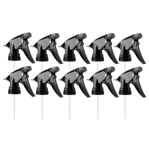 WANGCL Standard-Sprühflasche, 28/400 Hals, Ersatzdüse, wiederverwendbar, strapazierfähig, Sprüh- und Strahlsprüher, Ersatz-Tops, Schwarz, 10 Stück von WANGCL