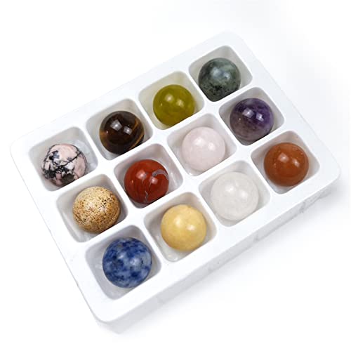 WANGCL 12 Stück sortierte Kristallheilungs-Edelsteinmischungskugeln Steinkugeln 18-20 mm Mineral Tumble Reiki Decor Collection Natürliche Chakra-Quarz-Ornamente von WANGCL