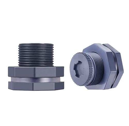 WANGCL 2 Stück 2,5 cm Innengewinde PVC Schottverschraubung für Regenfässer, Aquarien, Wassertanks und Teiche von WANGCL