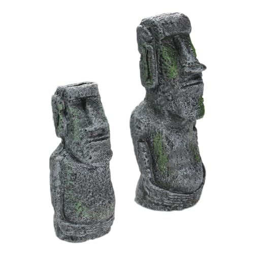 WANGCL 2 Stück Osterinselkopf Statuen für Aquarium, Heim- oder Bürodekoration von WANGCL