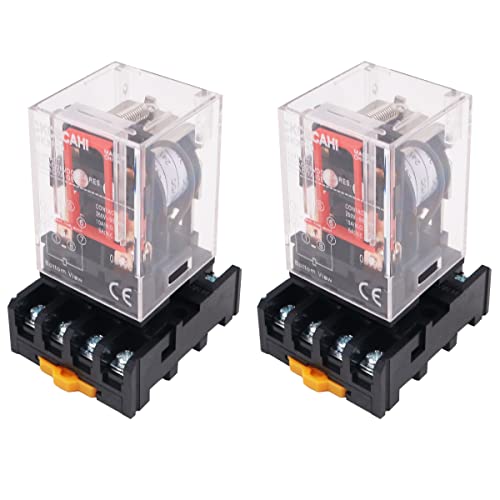 WANGCL 2 x DC 24 V Relais Allzweck-DPDT-Relais, 2 NO + 2NC, 8-poliger Sockel von WANGCL