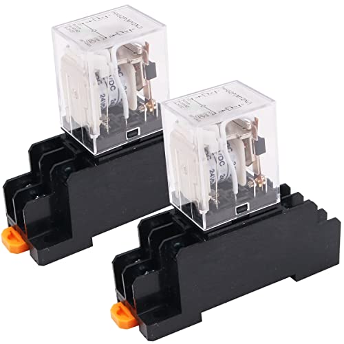 WANGCL Mini-Gleichstrom, 24 V, Relais, elektromagnetischer Schalter, 8-polig, DPDT-Relais, 2 NO + 2 NC, mit Sockel, LED-Anzeige, 2 Stück von WANGCL