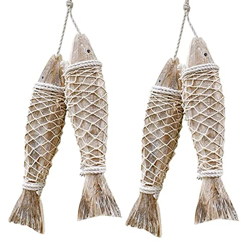 WANGCL 4 Stück Holz Fisch Dekoration Ornament Hängend Handgeschnitzt Wandkunst für Zuhause Innen Außen Terrasse Veranda Büro Nautische Wand Strand Thema (S) WANGCL 4 Stück Holz Fisch Dekoration Ornament Hängend Handgeschnitzt Wandkunst für Zuhause Innen Außen Terrasse Veranda Büro Nautische Wand Strand Thema (S) von WANGCL