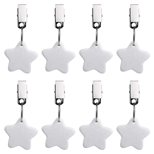 WANGCL 8 Stück Tischtuchbeschwerer Sternform Gewichte Tischdecke Outdoor mit Edelstahl Clip für Familie Party Hochzeit Picknick Weiß von WANGCL